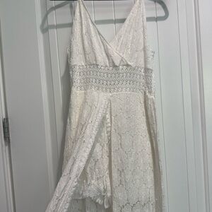 Elegant White Lace Romper with Duster